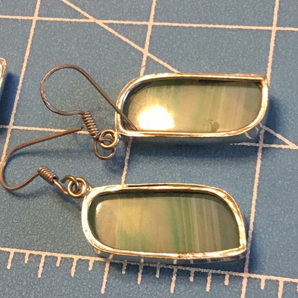 NWOT Solid Beautiful Two pair Special 925 Sterling Silver Botswana Malachite - Picture 7 of 7